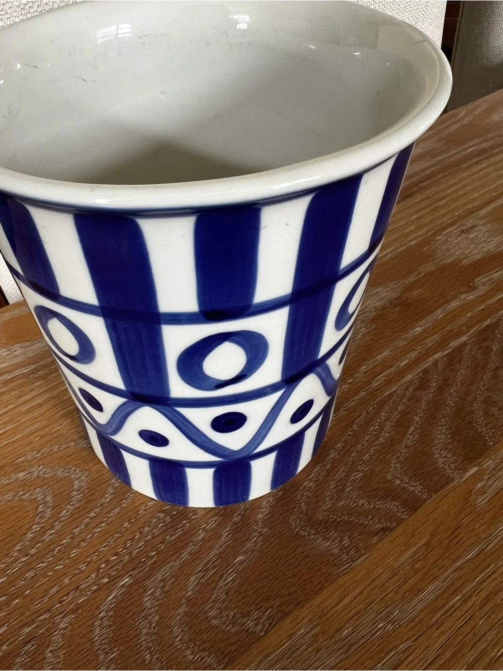 Dansk Arabesque Pottery Utensil Holder Blue & White